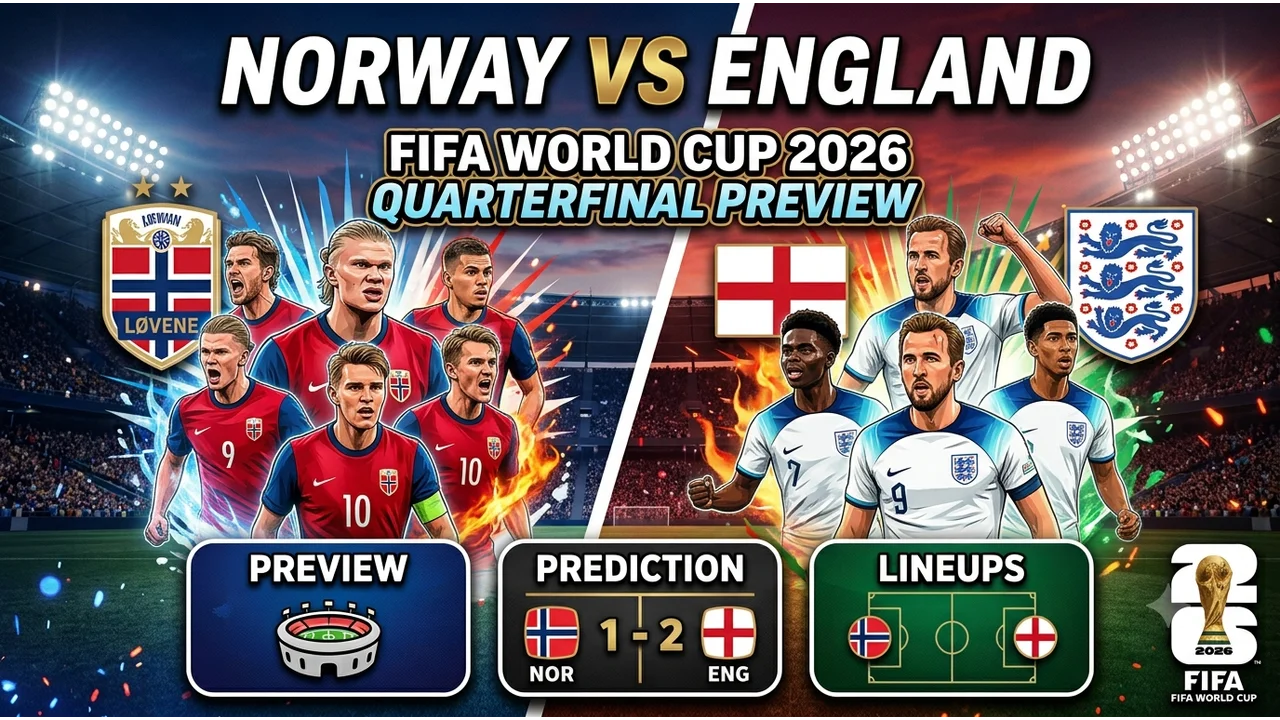 Norway vs England FIFA World Cup 2026: Quarterfinal Preview, Prediction & Lineups
