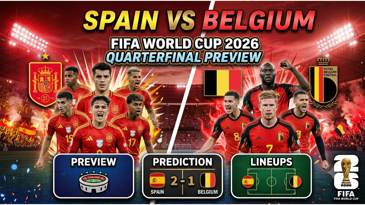 Spain vs Belgium FIFA World Cup 2026 Quarterfinal Preview, Prediction & Lineups