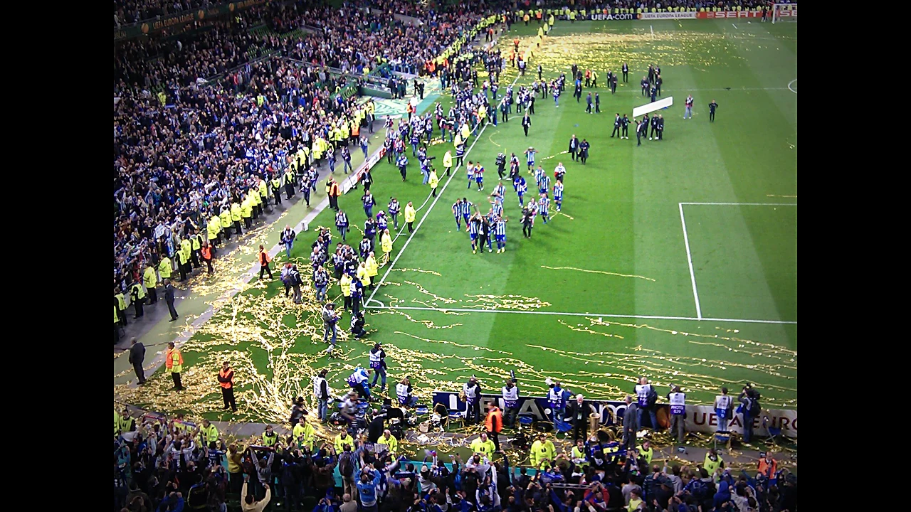 UEFA Europa League schedule fixtures — trophy celebration